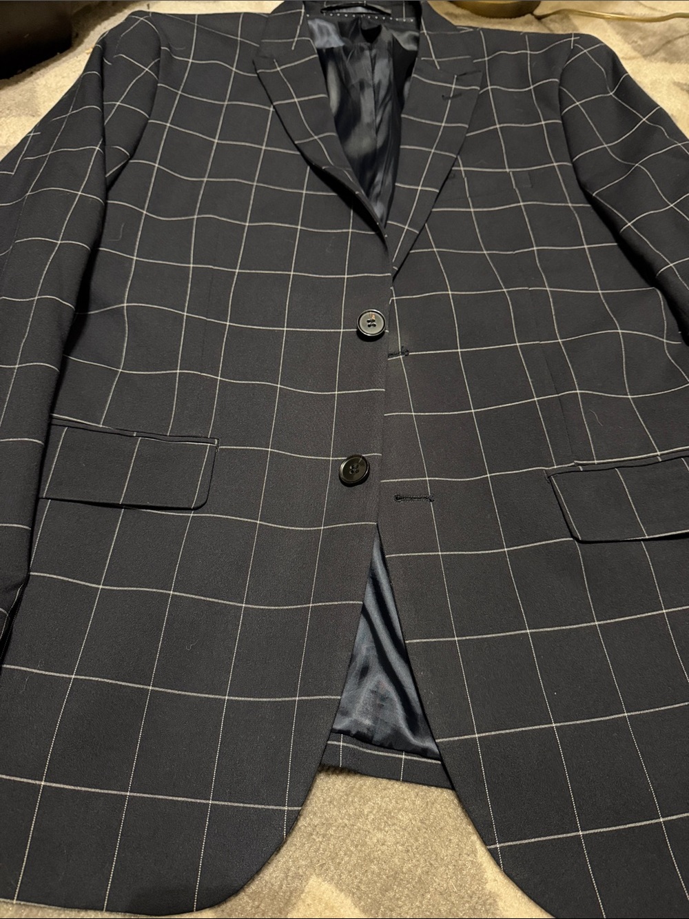 Men’s 40R blue windowpane blazer H&M